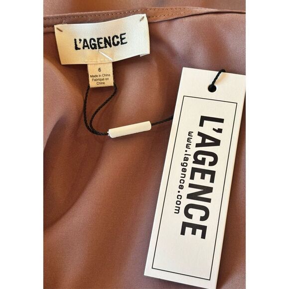 L'AGENCE Amilia Cami Silk Wrap Dress in Sparrow NWT Size 6 - Picture 6 of 7